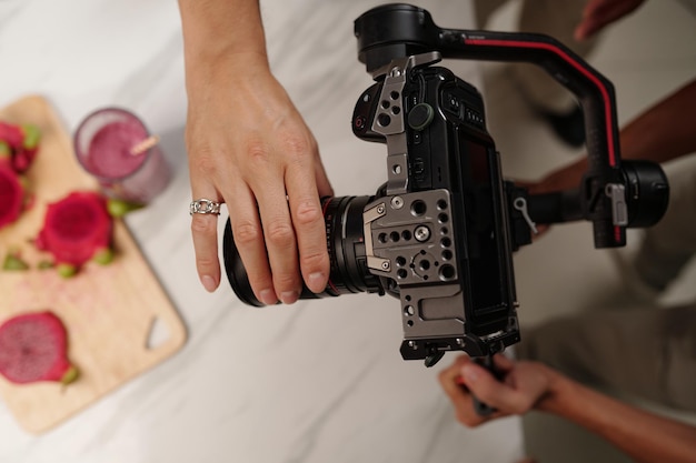 撮影現場での指導風景